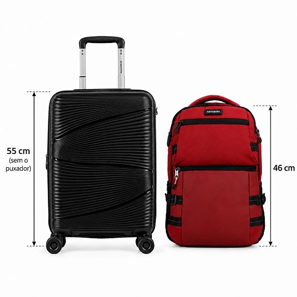 Mala de Viagem Bordo Sestini Preta com Mochila Samsonite Meriton Vinho