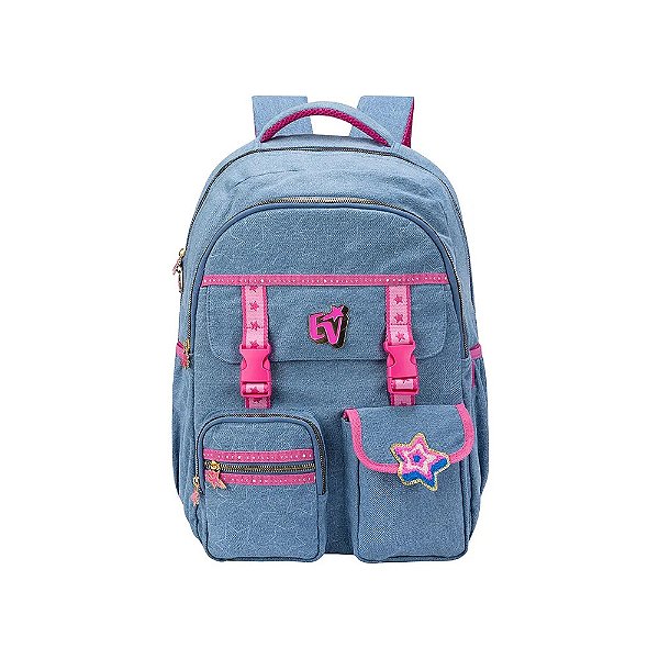 Mochila Escolar Juvenil Grande Jeans Emilly Vick