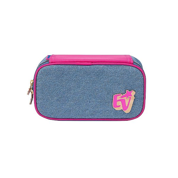 Estojo Box Simples Escolar Juvenil Jeans Emilly Vick