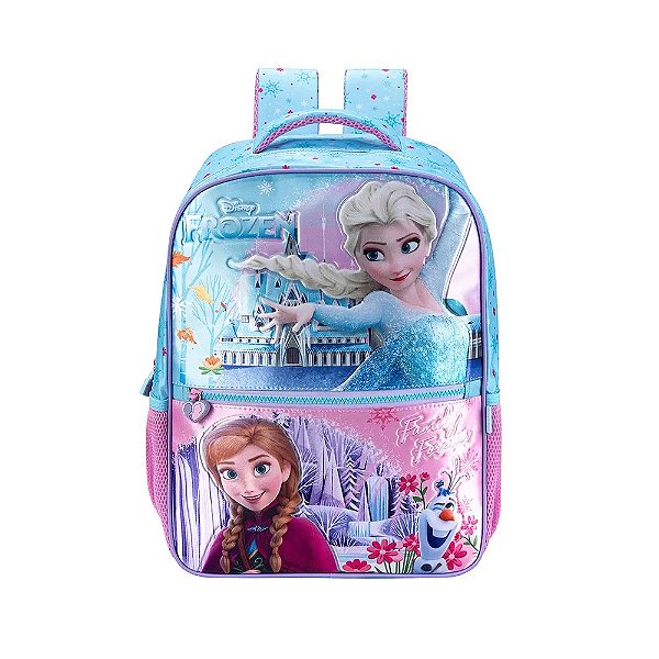 Mochila Escolar Infantil Grande Azul Frozen Disney