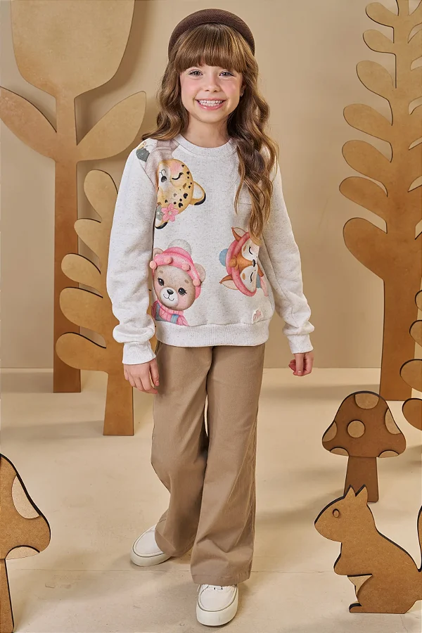 BLUSAO EM MOLETOM LINHO 3 CABOS COM PELUCIA BEGE CLARO