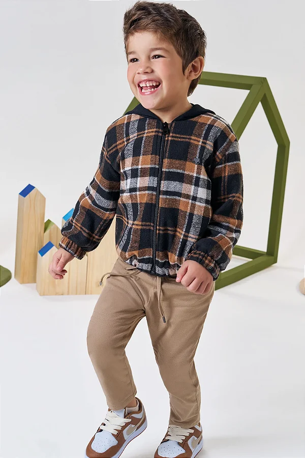 JAQUETA OVERSHIRT ML E CALCA BEGE ESCURO