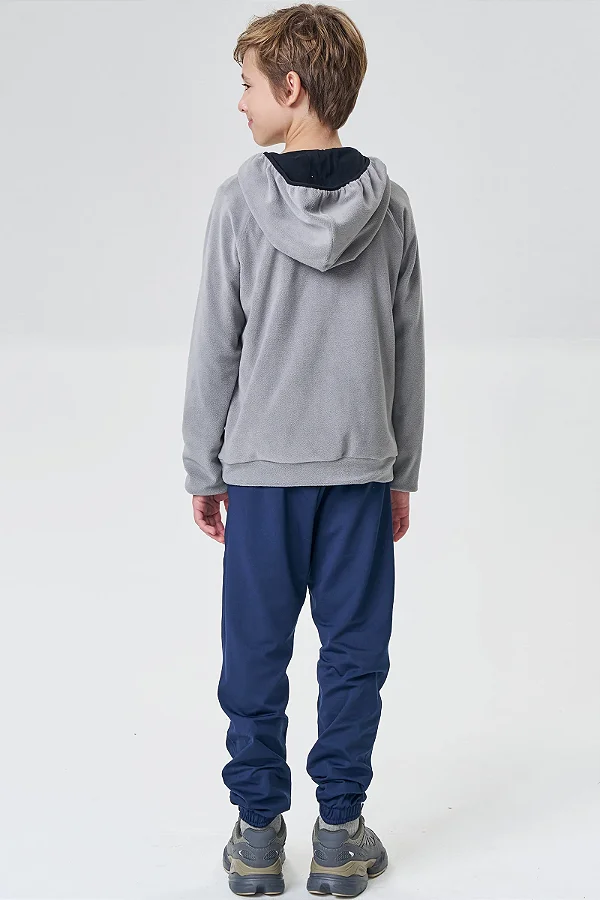 JAQUETA EM FLEECE COM ELASTANO CINZA CLARO