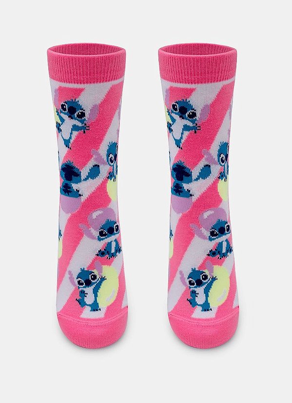 8200 MEIA SOQUETE DESENHADA KIDS STITCH EF ROSA 23 A 27 7909692284954