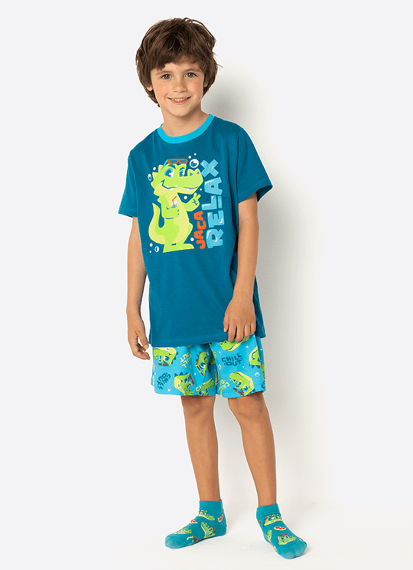 SHORT DOLL TEEN ECO JACARE AZUL 8 7909692272180