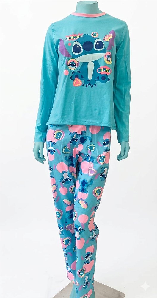 PIJAMA ML ADULTO ECO STITCH AZUL CEU PP 7909692308223