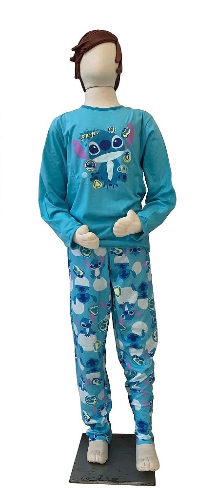 PIJAMA ML ADULTO ECO STITCH MNO AZUL CEU PP 7909692308490