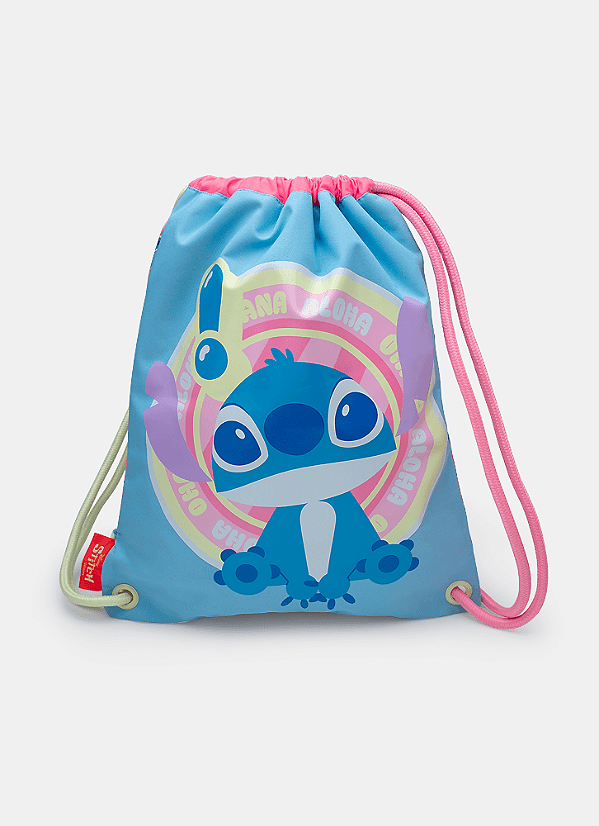 MOCHILA SAQUINHO LILO E STITCH AZUL CEU UN 7909692289522