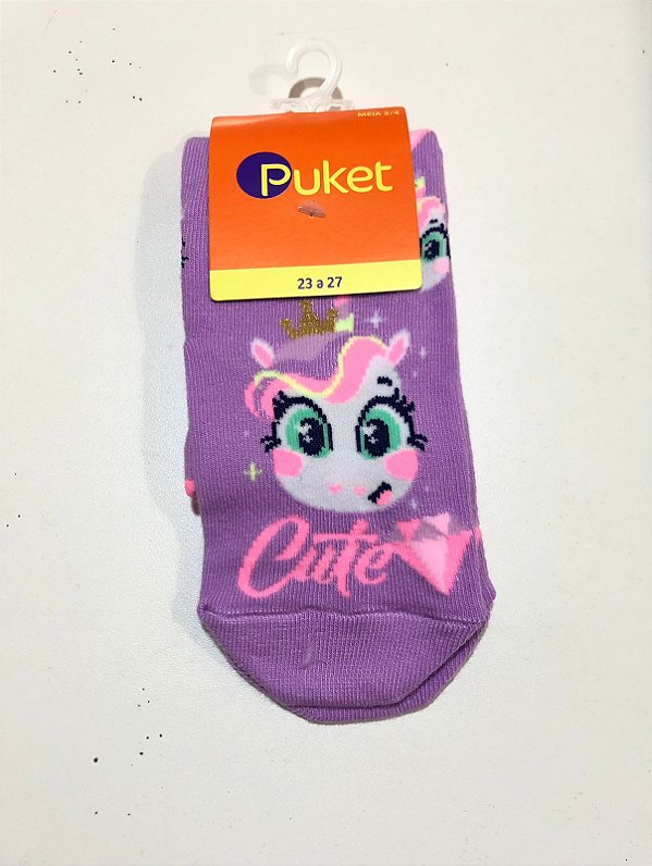 8240 MEIA 3/4 DESENHADA KIDS UNI EF LILAS LAVANDA 23 A 27 7909692300043