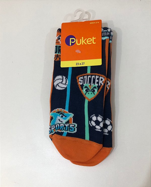 8240 MEIA 3/4 DESENHADA TUBA KIDS EF AZUL MARINHO 23 A 27 7909692300319