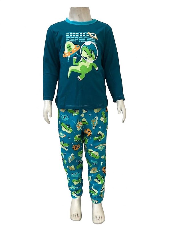 PIJAMA ML KIDS ECO DINO SPACE VERDE 1 7909692307462