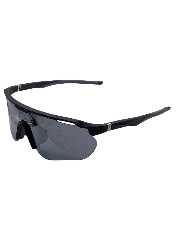 Óculos de sol esportivo polarizado Max Preto e Prata