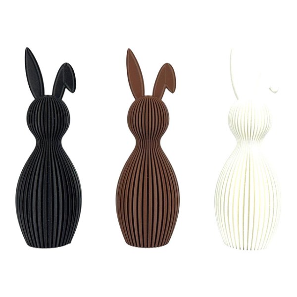 Trio Coelho Decorativo Minimalista Canelado