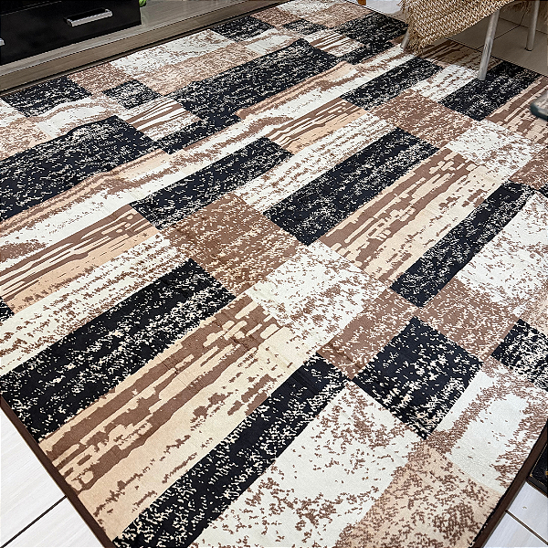 Tapete Geométrico Veludo Anti derrapante 2m x 2,40m grande