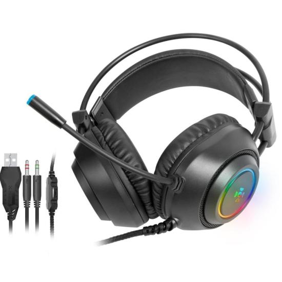 Headset Gamer Fortrek Crusader P2 + USB RGB Preto [F002]