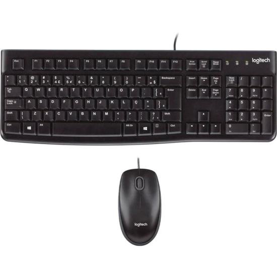 Kit Teclado e Mouse Com Fio USB Logitech MK120 Preto [F002]