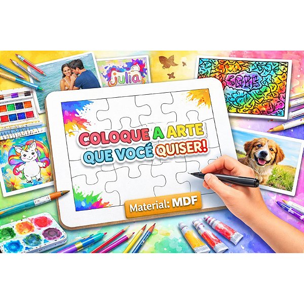 Quebra Quebra-Cabeça MDF 12 peças Personalizável com Foto Nome ou Tema – Presente Infantil Adulto Qualidade