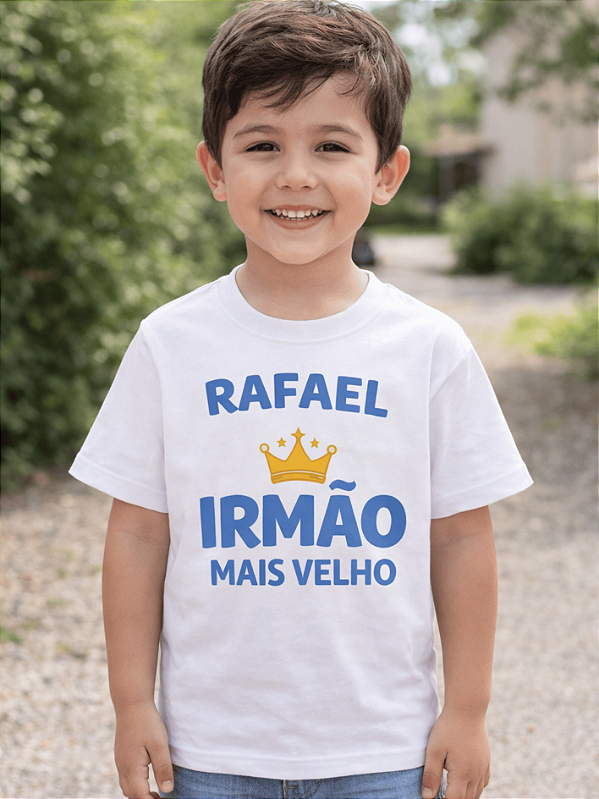 Camisa Infantil Personalizada com Nome Promovido a Irmão Mais Velho 2 a 12 Anos – Anúncio Gravidez