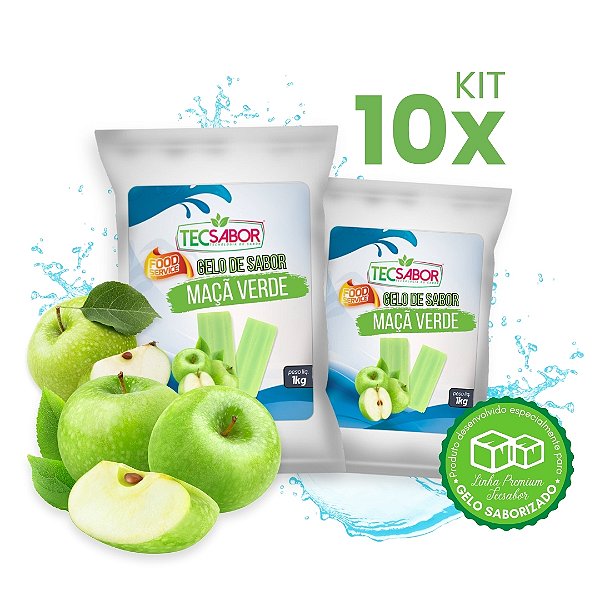 Kit 10x Gelo de Sabor Maçã Verde