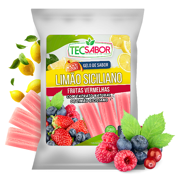 Gelo de Sabor Extrato Natural de Limão Siciliano com Frutas Vermelhas 1 kg