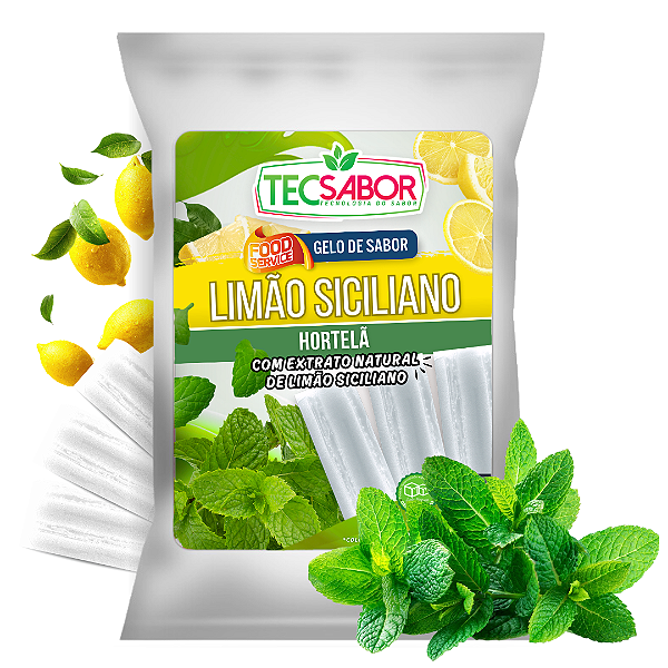 Gelo de Sabor Extrato Natural de Limão Siciliano com Hortelã 1 kg