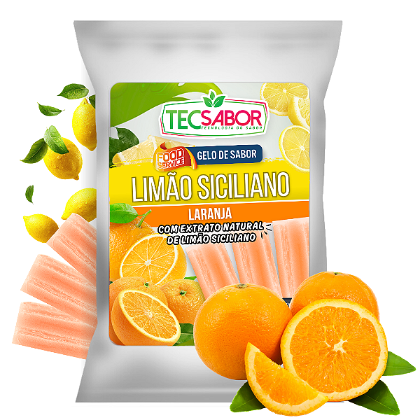 Gelo de Sabor Extrato Natural de Limão Siciliano com Laranja 1 kg