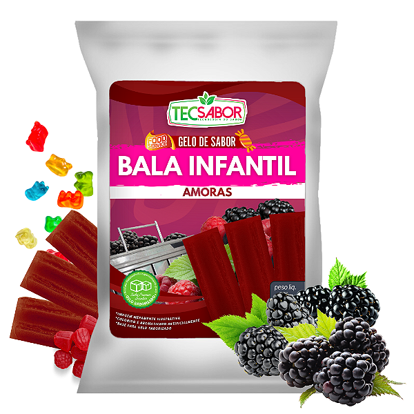 Gelo de Sabor Bala da Infância Amora 1 kg