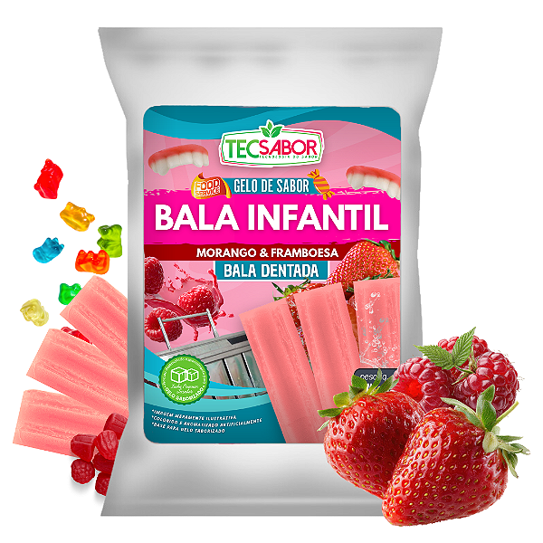 Gelo de Sabor Bala da Infância Morango e Framboesa 1 kg