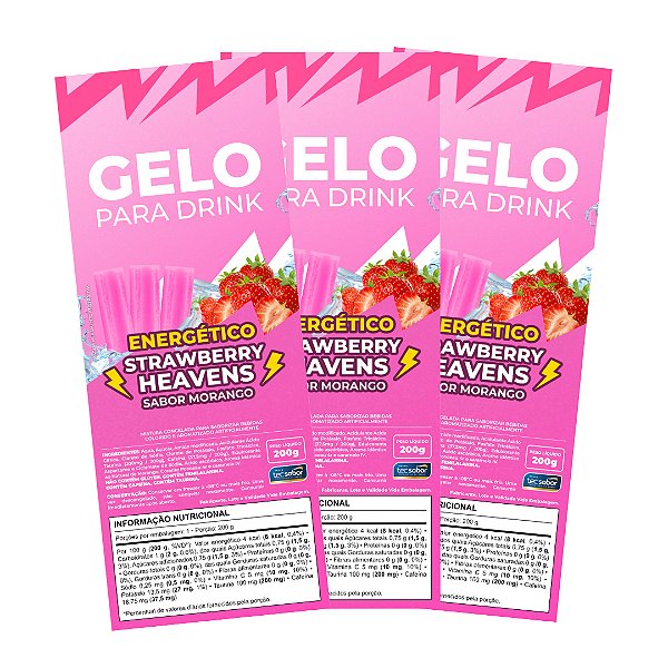 Etiqueta para Gelo de Sabor Energético Strawberry Heavens - 50 Unidades