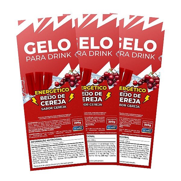 Etiqueta para Gelo de Sabor Energético Beijo de Cereja - 50 Unidades