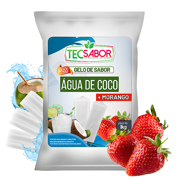 Gelo de Sabor Água de Coco com Morango 1 kg