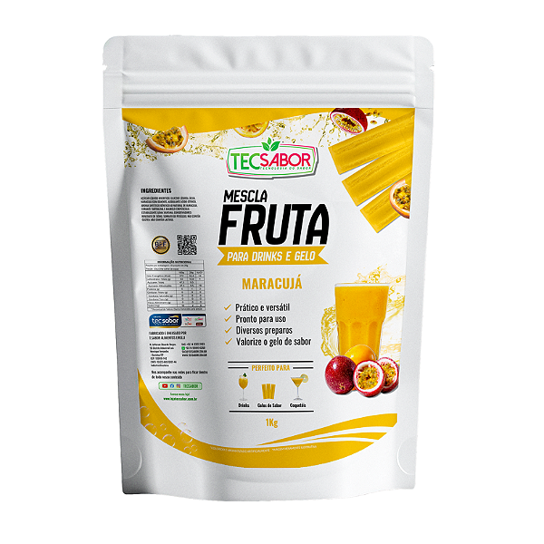 Frutas para Drinks e Gelos Sabor Maracujá 1 kg