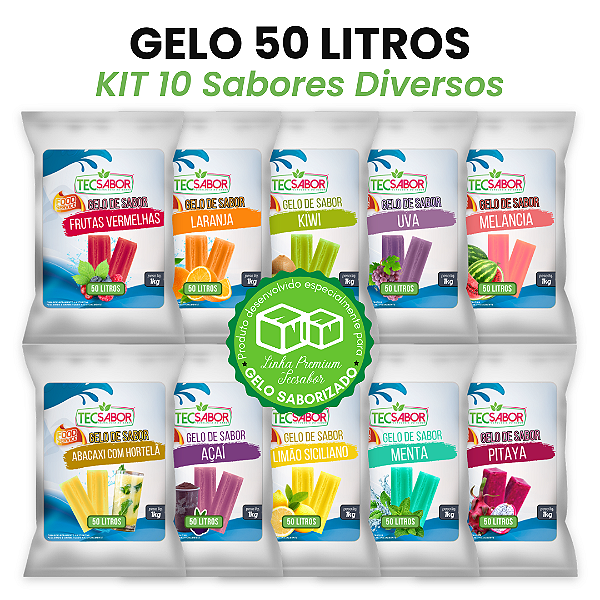 Kit Envio Full 10 Gelos de Sabor 50 Litros - Sabores Diversos