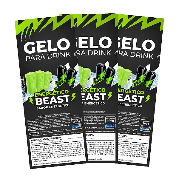 Etiqueta para Gelo de Sabor Energético Beast - 50 Unidades
