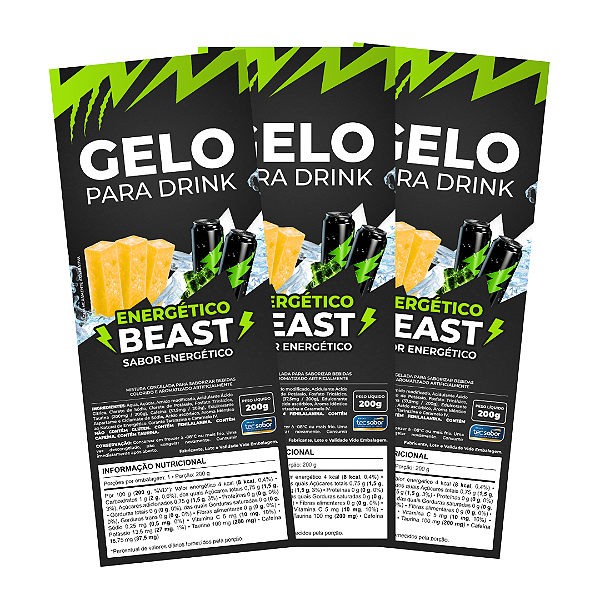 Etiqueta para Gelo de Sabor Energético Beast - 50 Unidades