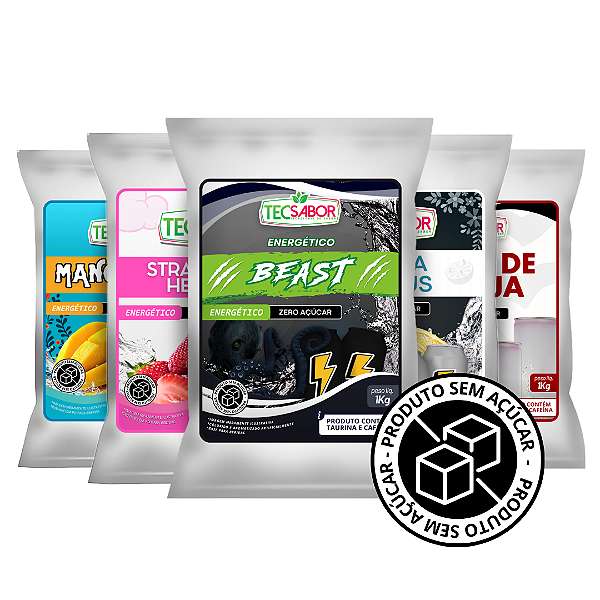 Energético Sabores Especiais Zero Açúcar - Base em Pó - Produz 20 litros Tecsabor