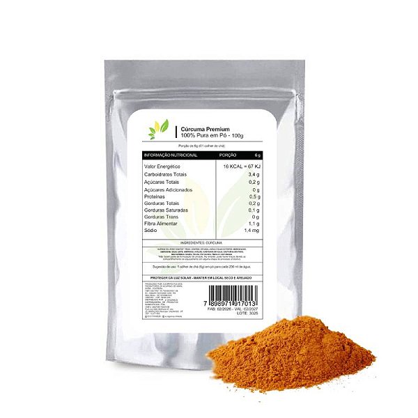 Cúrcuma 100% pura em pó 250g