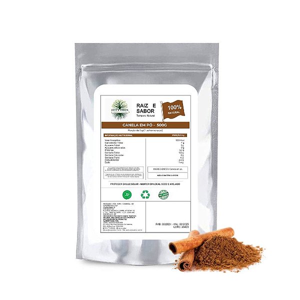Canela Em Pó 500g Raiz e Sabor Temperos Naturais