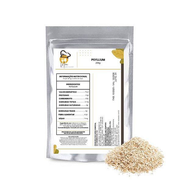 Psyllium Husk em Pó 100% Puro 200g - Fibra Natural Premium