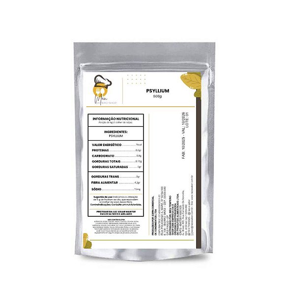 Psyllium Husk em Pó 100% Puro 500g - Fibra Natural Premium