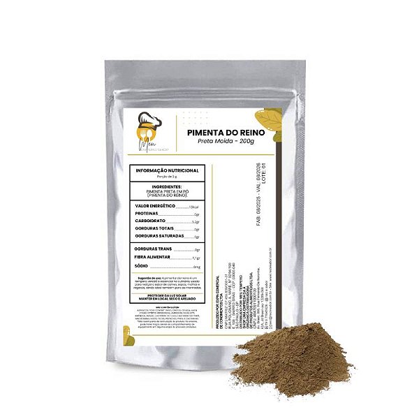Pimenta do Reino Moída Pura 200g - Meu Tempero Shop