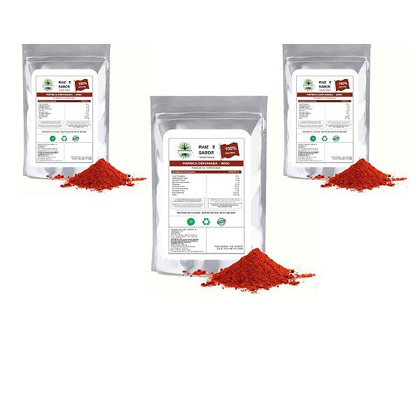 Kit 3 Paprica Defumada 500g, Raiz e Sabor Tempero Natural