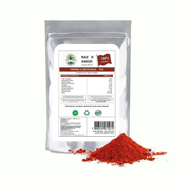 Paprica Defumada 1kg, Raiz e Sabor Tempero Natural