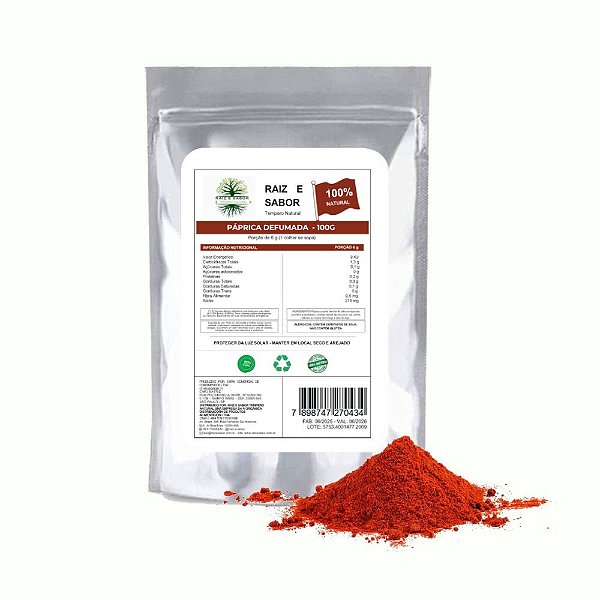 Paprica Defumada, Raiz e Sabor Tempero Natural 100g