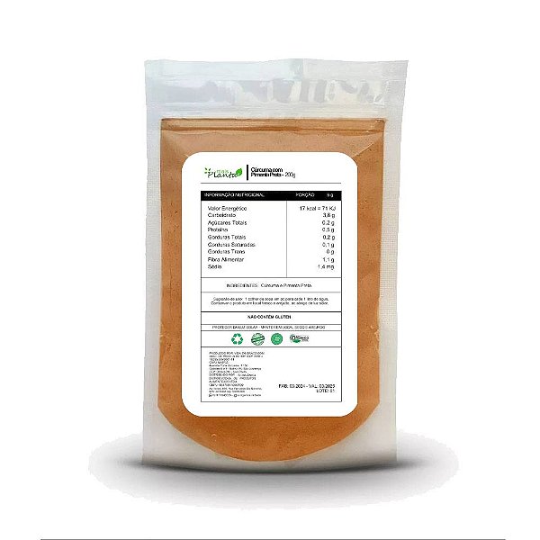 Cúrcuma Com Pimenta Preta em Pó Premium 200g Mais Planta