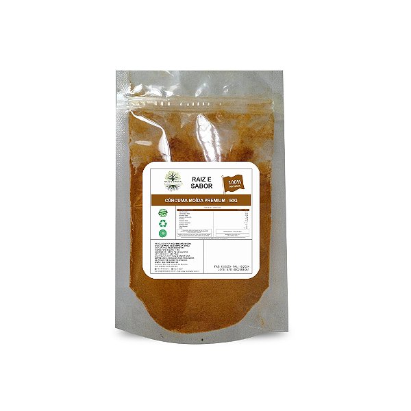 Cúrcuma em pó, Raiz e Sabor Tempero Natural 50g