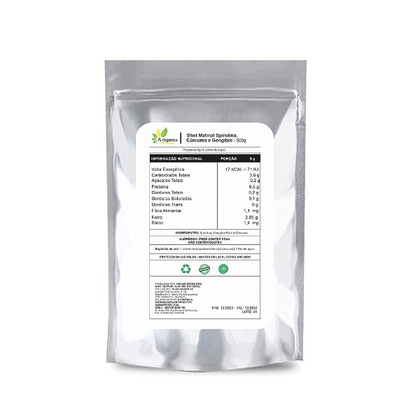 Shot Matinal Spirulina, Cúrcuma e Gengibre 500g