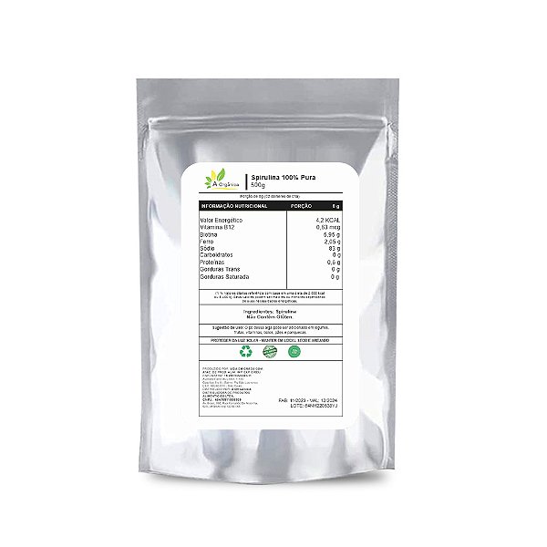 Spirulina em pó 100% Pura Premium 500g