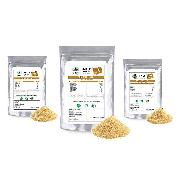 3x Feno Grego em pó 200g, Raiz e Sabor Tempero Natural
