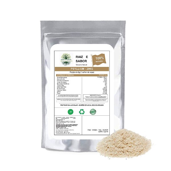 Psyllium em Pó 200g Fibra Natural para Saúde Digestiva